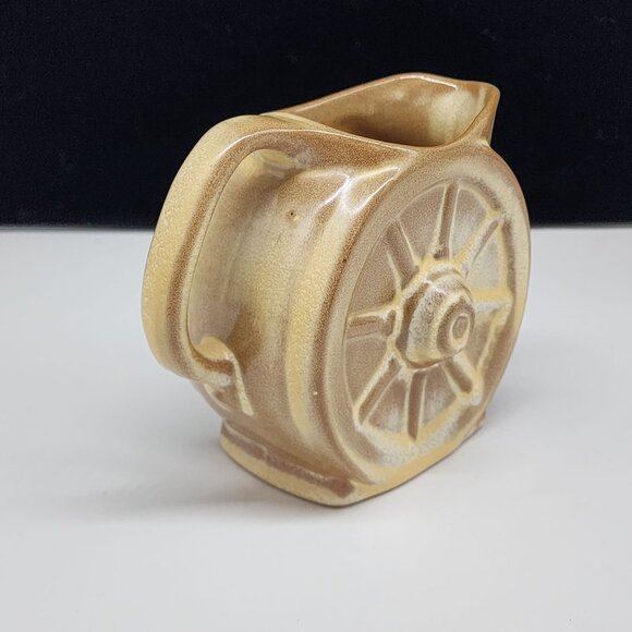 Ceramic Frankoma Wheelbarrow Themed Creamer Pitcher Light Brown Tan 4" - Picture 5 of 9